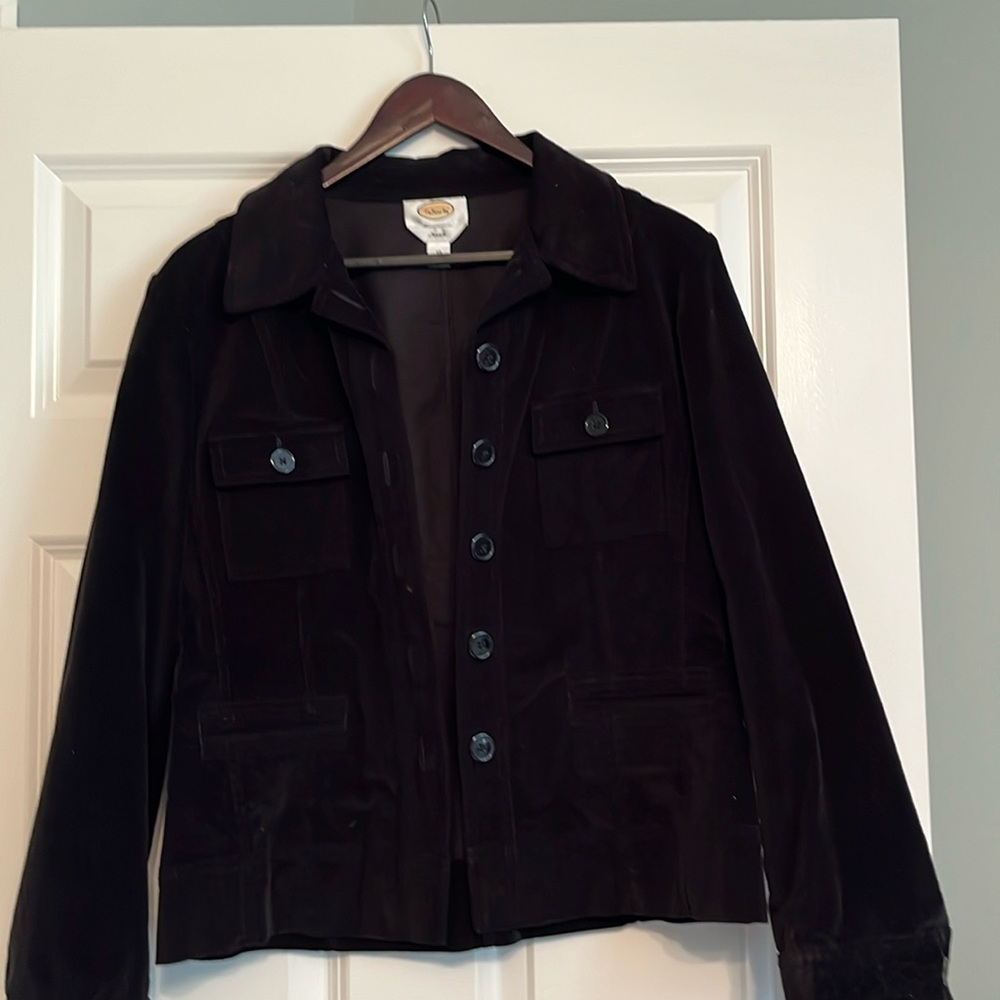 Talbots Black Velvet Looking Short Jacket